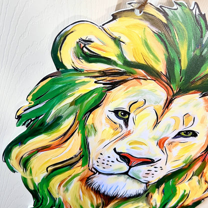 Green & Gold Lion Head Door Hanger