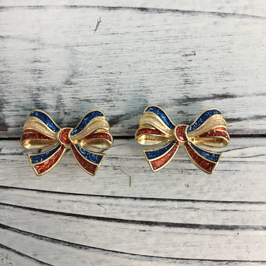 American Glitter Bow Earrings