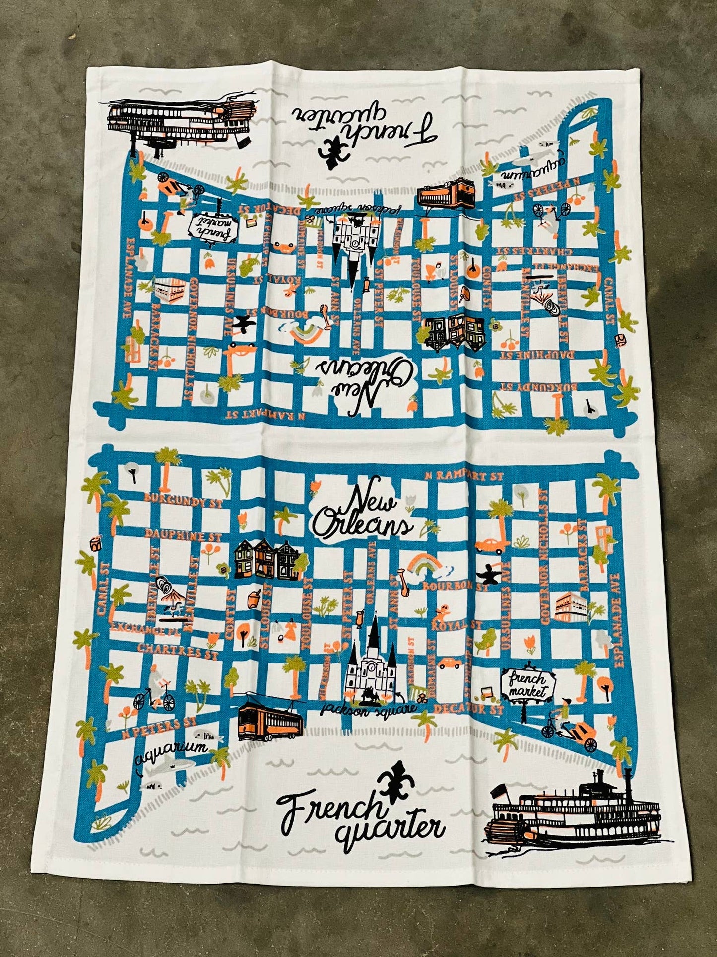 French Quarter Map Kitchen Towel