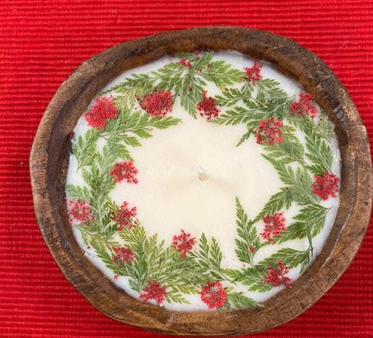 Holiday "Yuletide" Round Dough Bowl Soy Candle