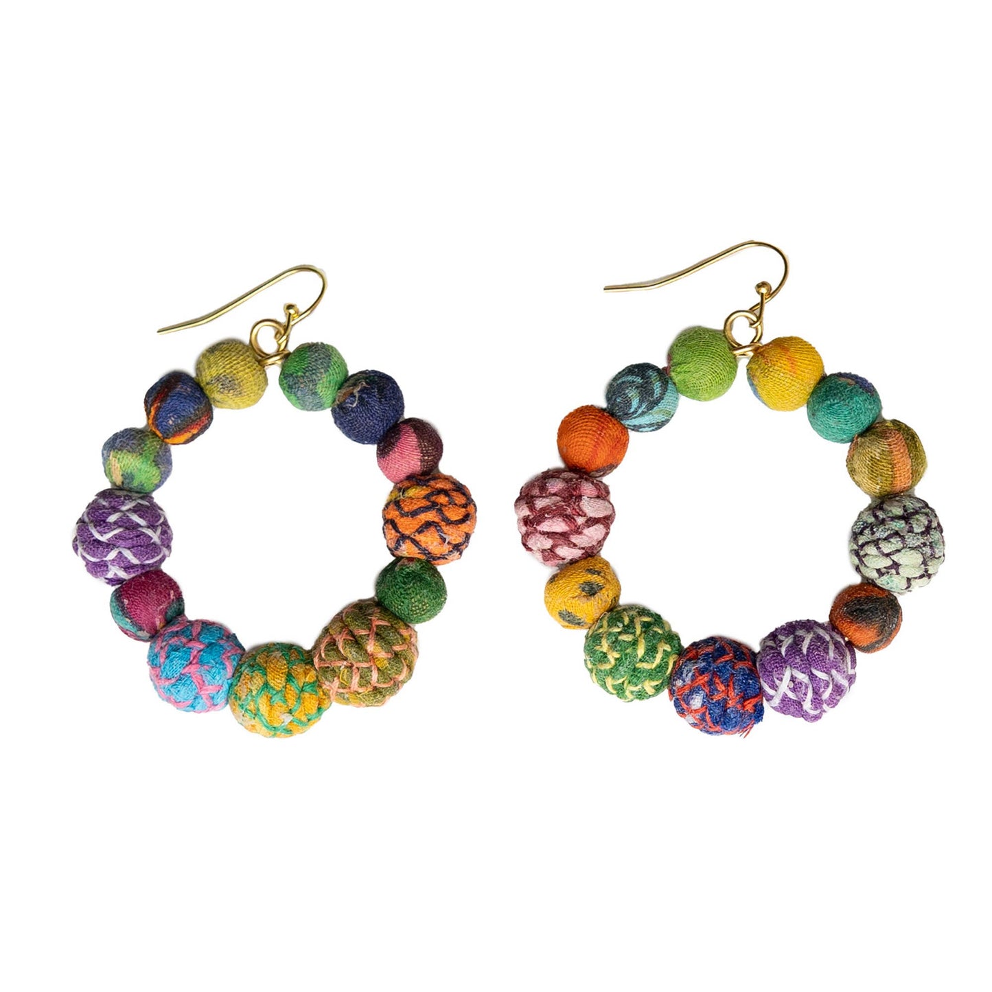Threaded Kantha Hoop Earrings