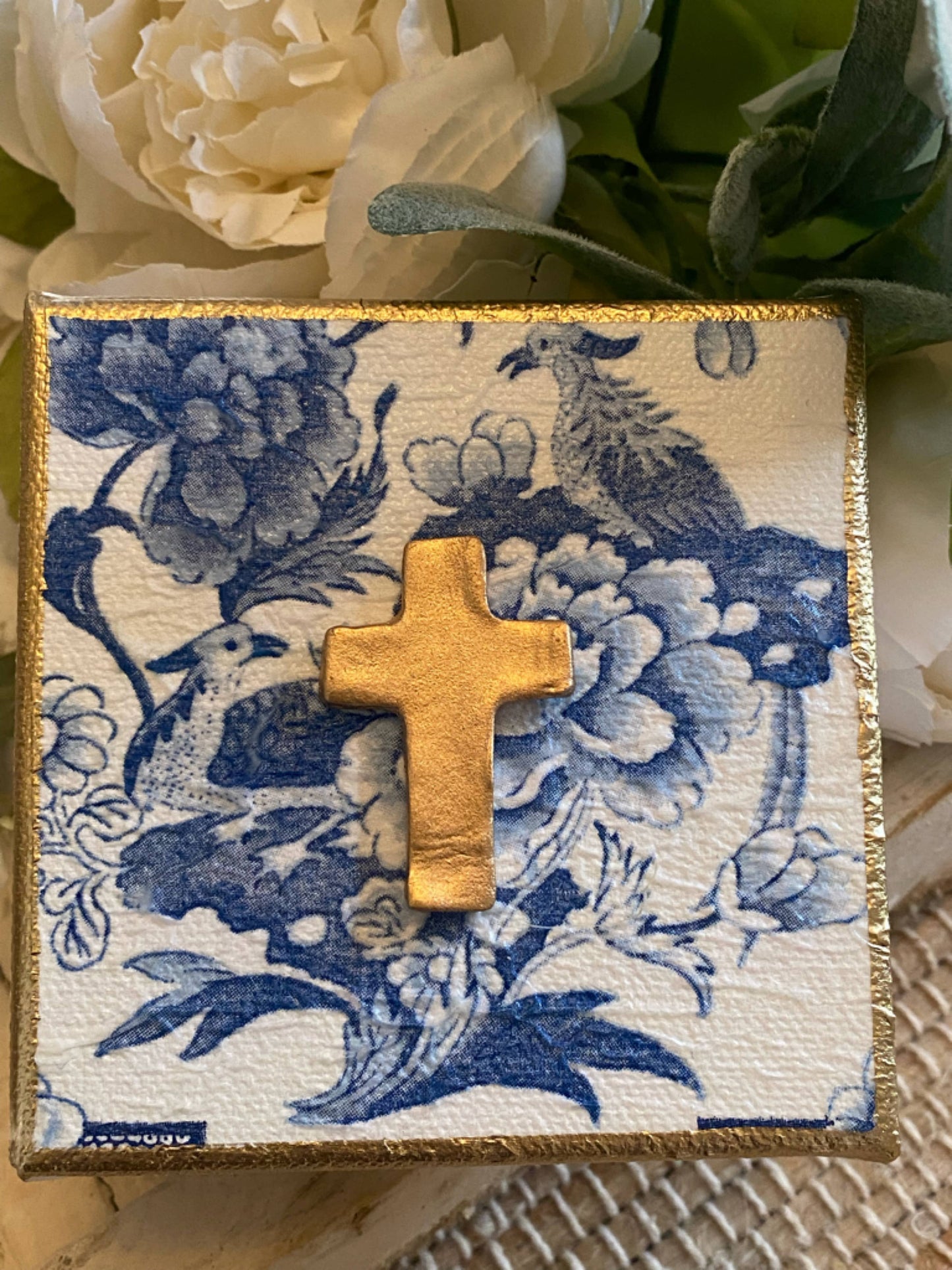 Chinoiserie Gilded Cross Canvas Art
