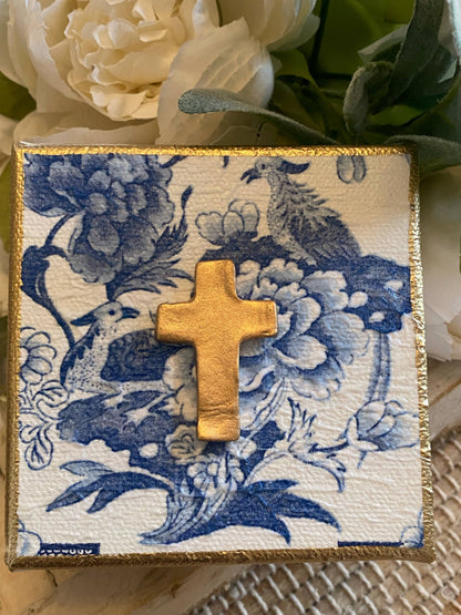 Chinoiserie Gilded Cross Canvas Art