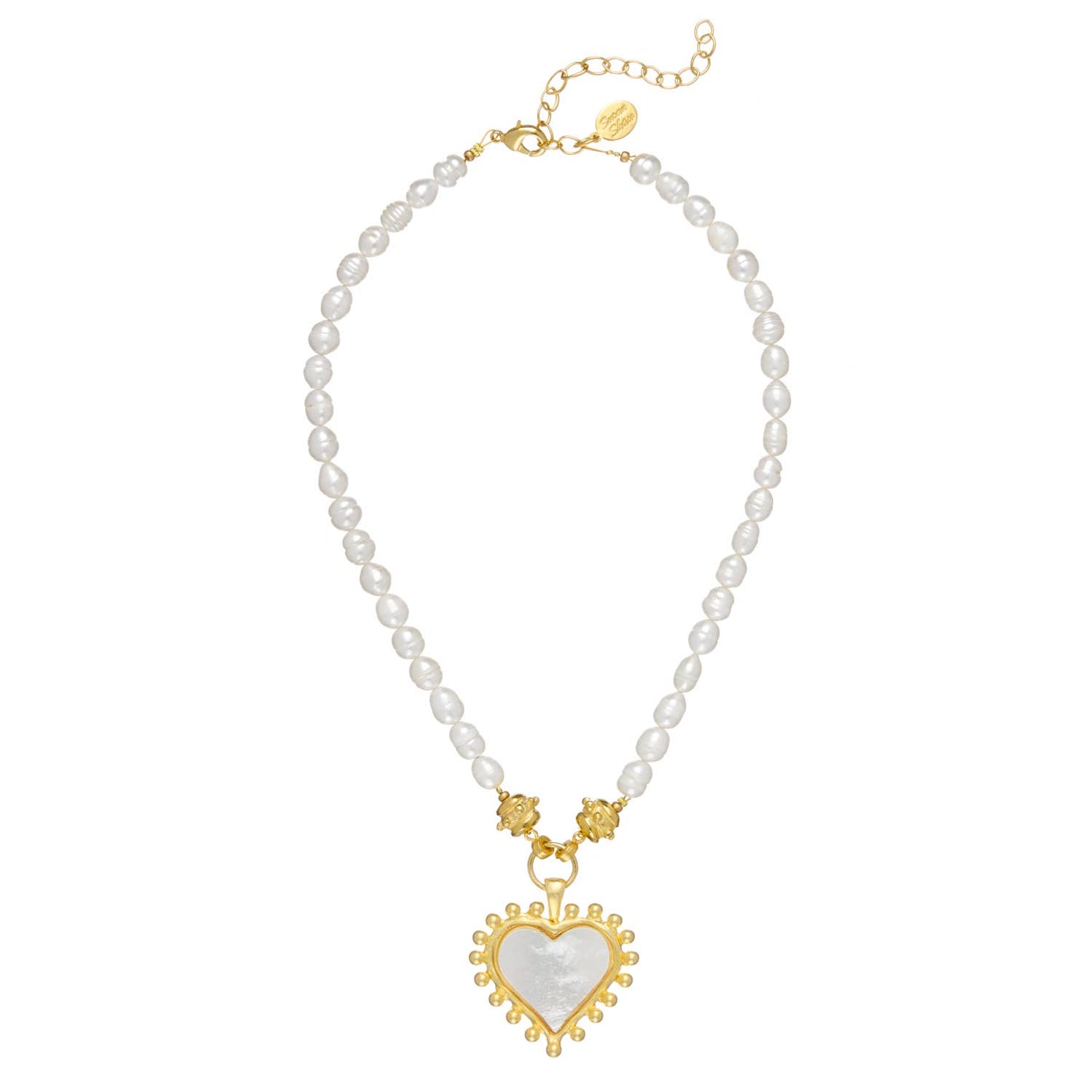 Mother of Pearl Heart Necklace on Pearls