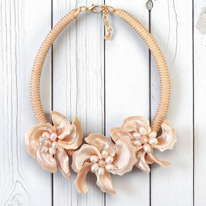 Coastal Shell Pearl Necklace