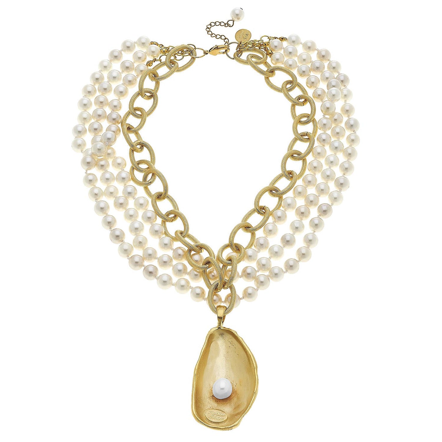 Handcast Gold Oyster with Handset Genuine Freshwater Pearl Necklace