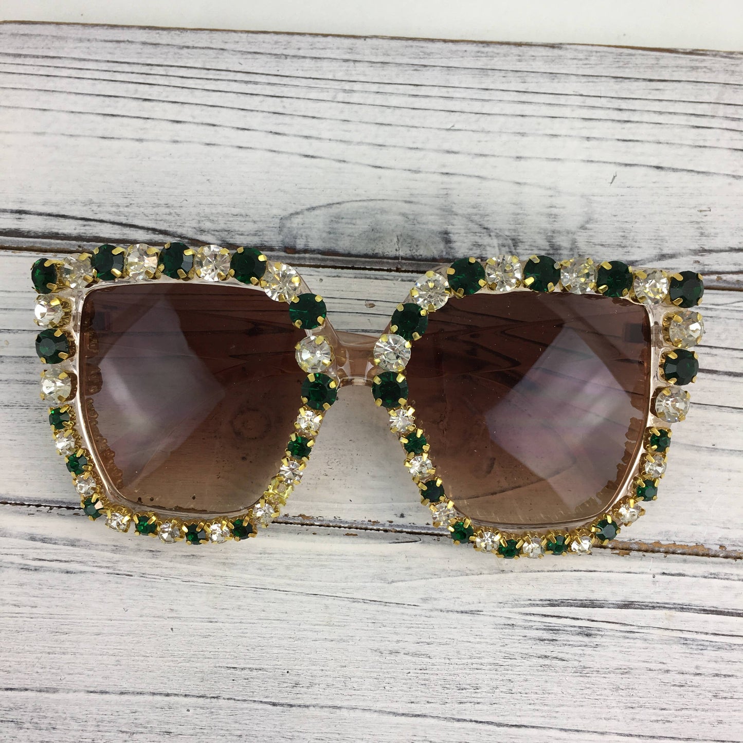 Green and White Stone Sunglasses