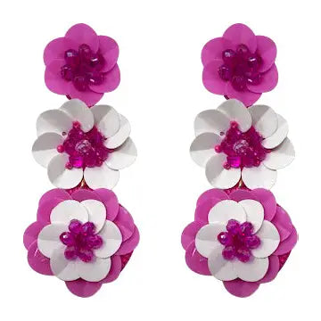 Pink Flower Tier Earrings